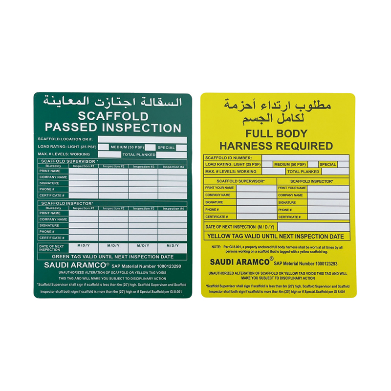 Thẻ giàn giáo an toàn OP023 Bề mặt mờ ngoài trời bền